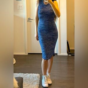 Wilfred super stretchy sleeveless dress, blue/grey